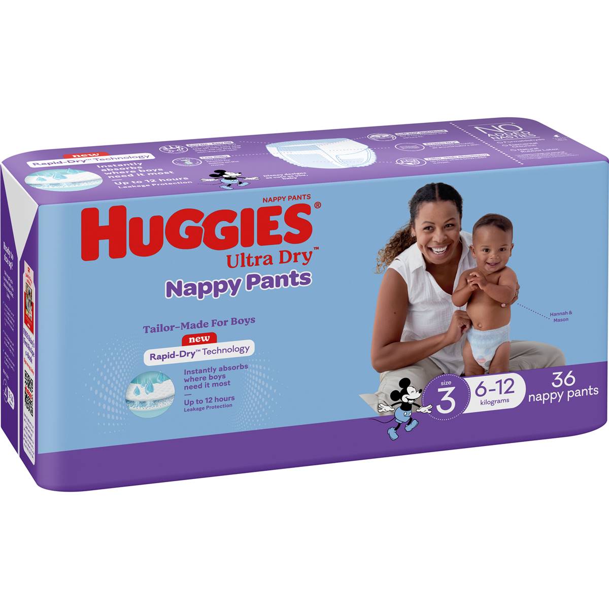 Huggies Ultra Dry Nappy Pants Boys Size 3 (6-12kg) 36 Pack