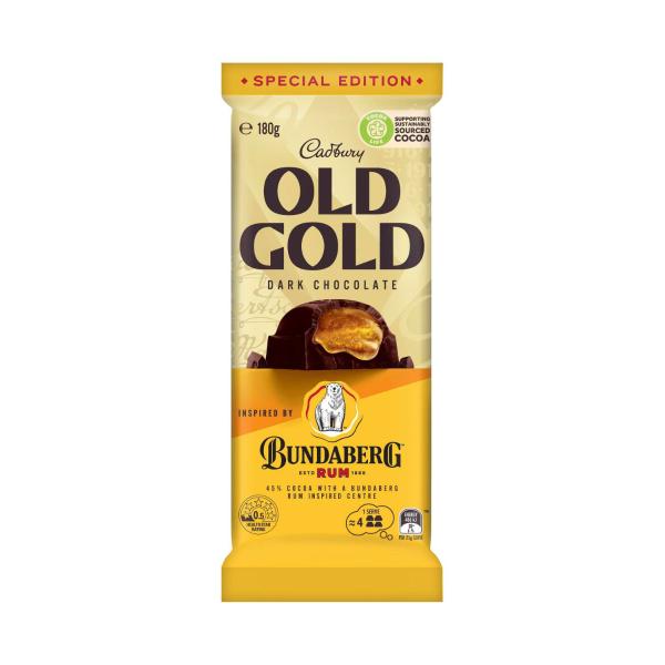 CADBURY OLD GOLD BUNDABERG RUM CHOCOLATE BLOCK 180G