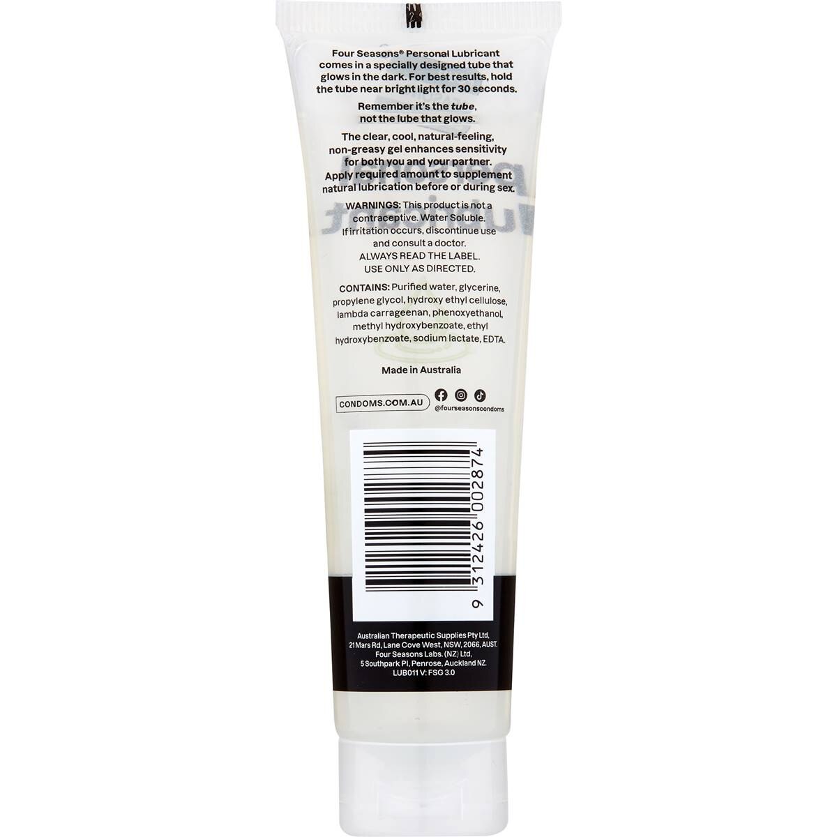 Four Seasons Lubricants Glow In The Dark Tube 100ml