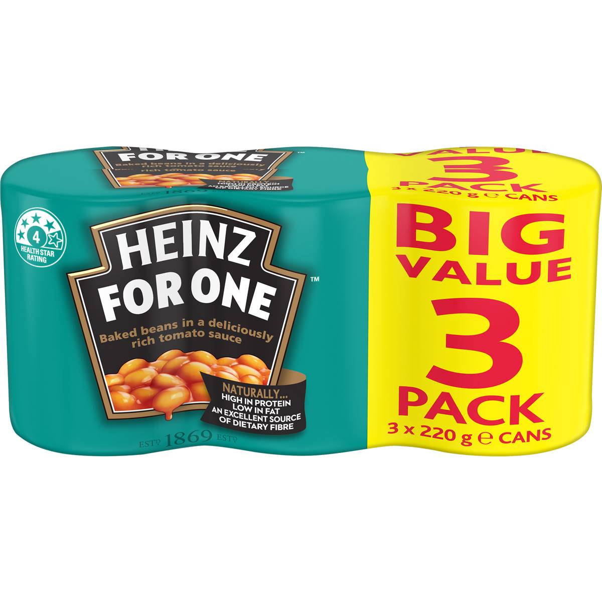Heinz Beanz Canned Baked Beans In Tomato Sauce Multipack 220g x 3 pack
