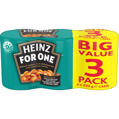 Heinz Beanz Canned Baked Beans In Tomato Sauce Multipack 220g x 3 pack