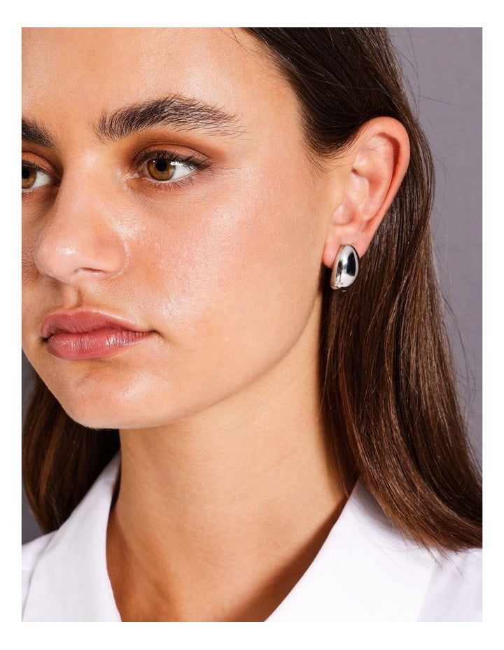 Chubby Half Hoop Earring in Silver