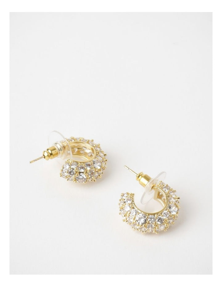 Cz Sparkle 3/4 Hoop Earrings Earring in Gold