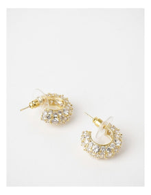 Cz Sparkle 3/4 Hoop Earrings Earring in Gold