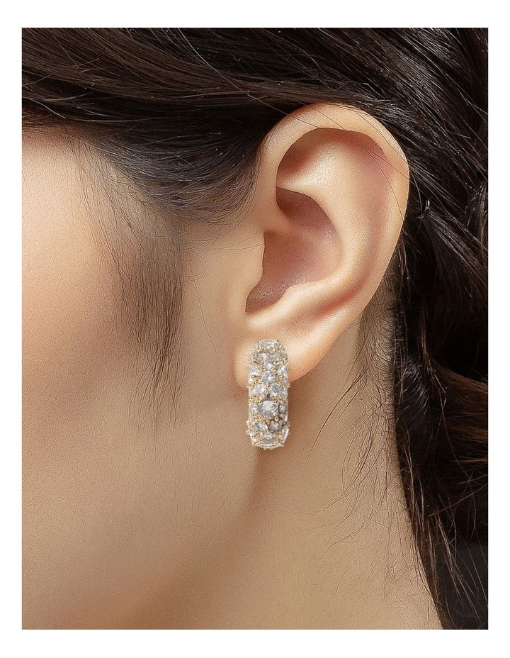 Cz Sparkle 3/4 Hoop Earrings Earring in Gold