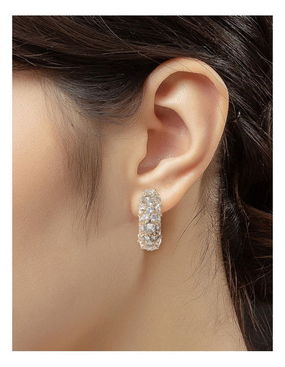 Cz Sparkle 3/4 Hoop Earrings Earring in Gold