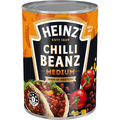 Heinz Beanz Canned Baked Beans Medium Mexican Chilli 420g