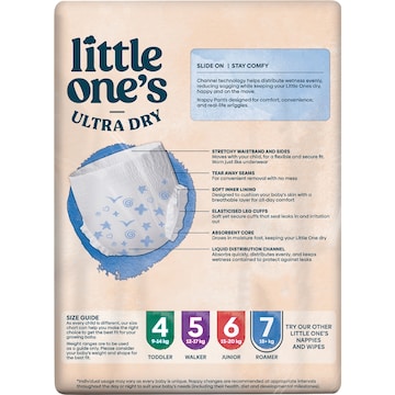 Little One's Ultra Dry Nappy Pants Size 7 18+ kg Boys & Girls 16 pack