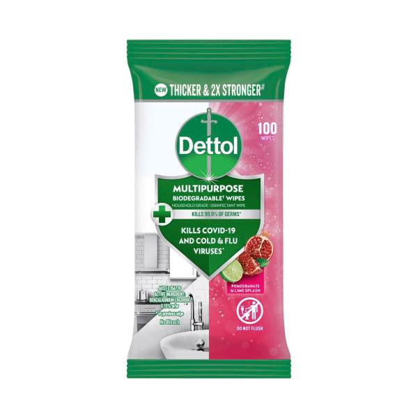 DETTOL MULTIPURPOSE CLEANING WIPES POMEGRANATE & LIME SPLASH 100 PACK