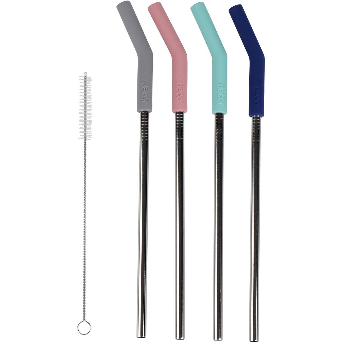 Decor Reusable Stainless Steel Straws 4 pack