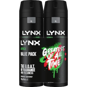 Lynx Deodorant Body Spray Africa 200mL x 2 pack