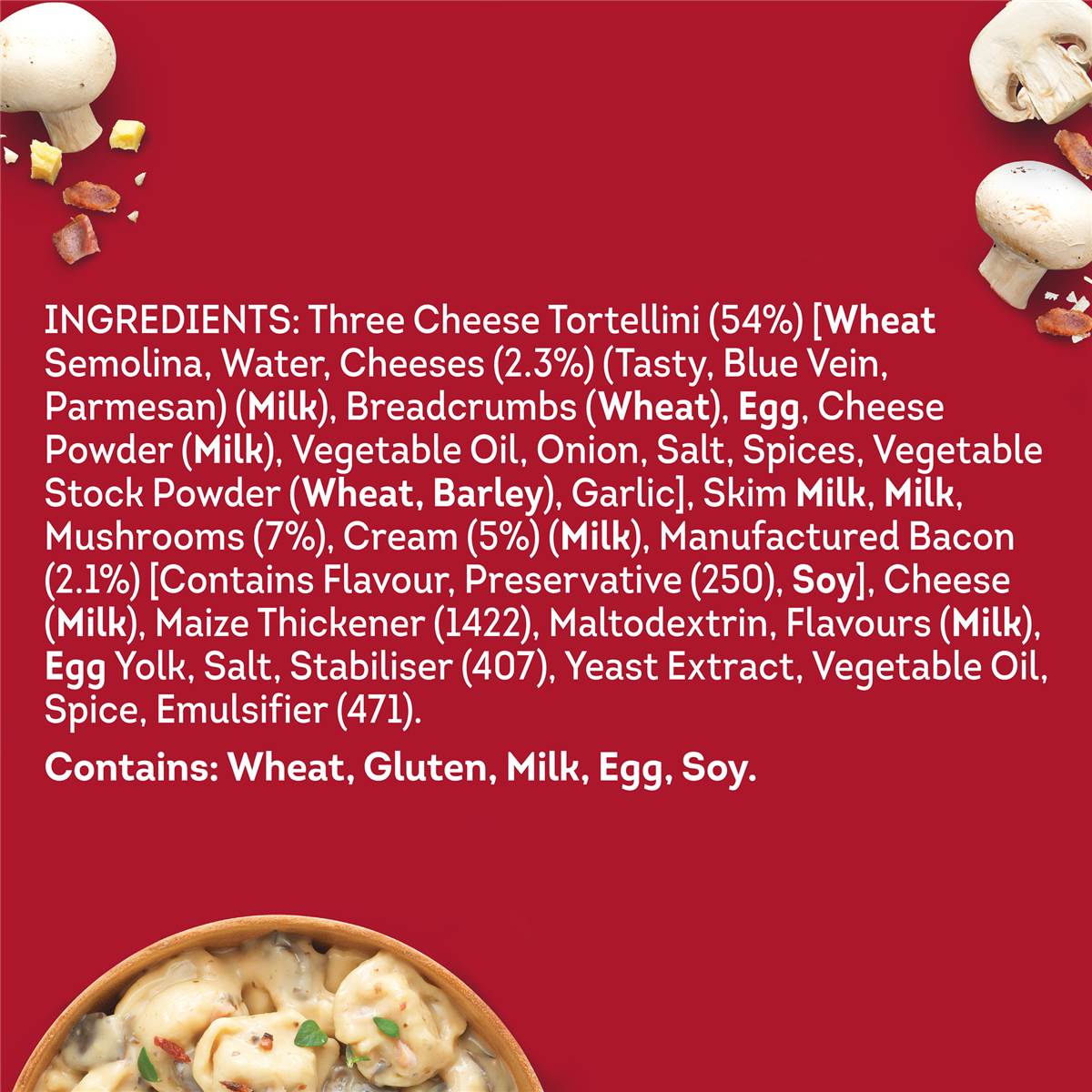 Heinz Tortellini Three Cheese Pasta With Creamy Mushroom & Bacon 350g