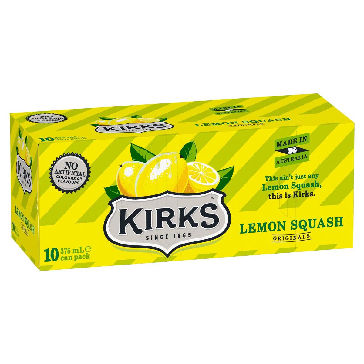 Kirks Lemon Squash Soft Drink Multipack Cans 375ml x10 Pack
