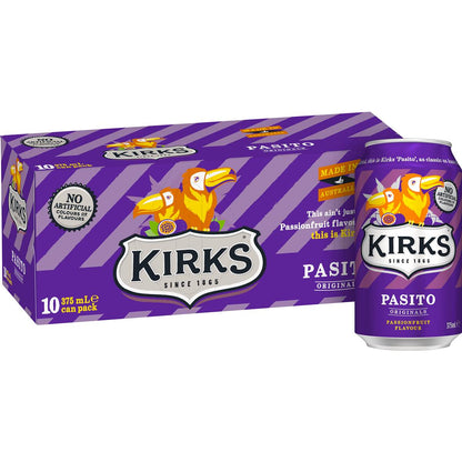 Kirks Pasito Soft Drink Multipack Cans 375ml x10 Pack