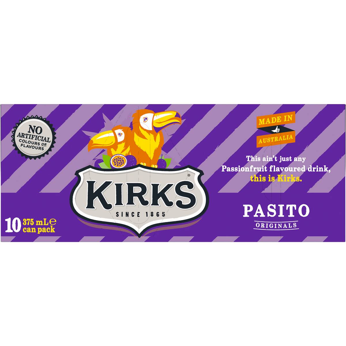 Kirks Pasito Soft Drink Multipack Cans 375ml x10 Pack