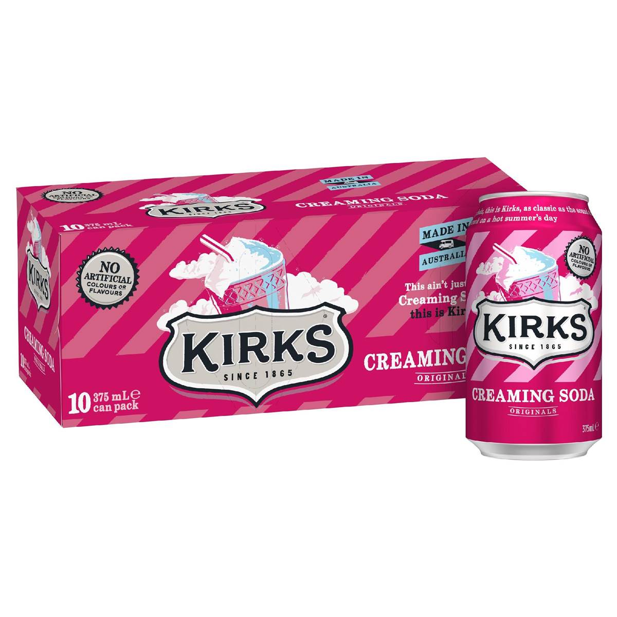 Kirks Creaming Soda Cans 375ml x10 Pack