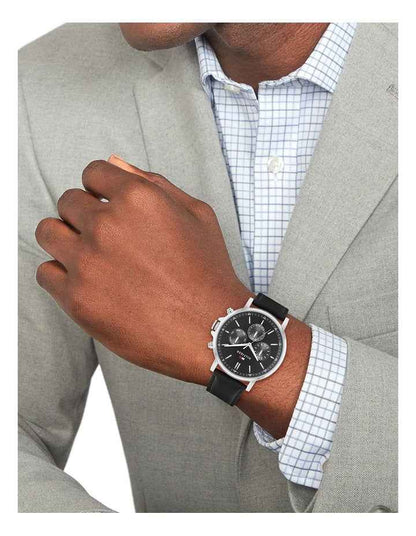 Tyson Leather Watch in Black