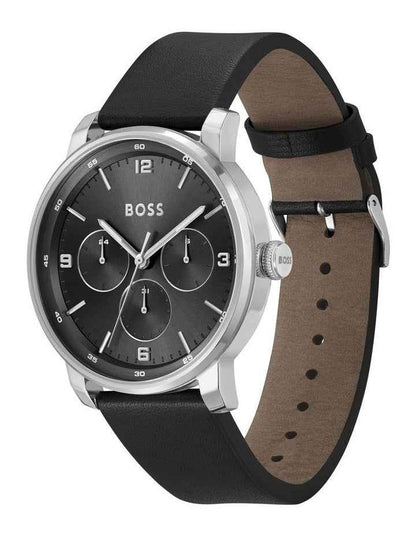 Contender Leather Watch in Black