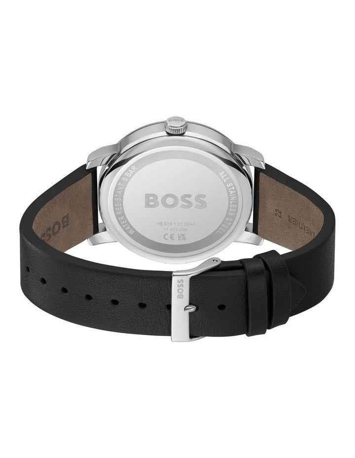 Contender Leather Watch in Black