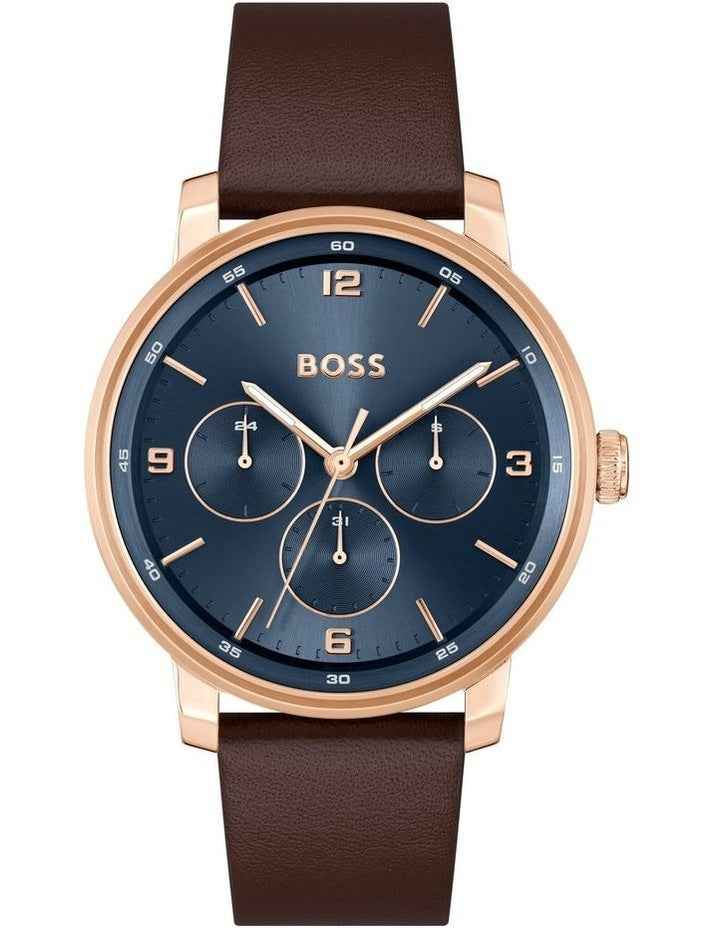 Men's Leather Multifunction Watch - Blue