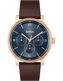 Men's Leather Multifunction Watch - Blue