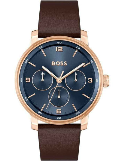 Men's Leather Multifunction Watch - Blue