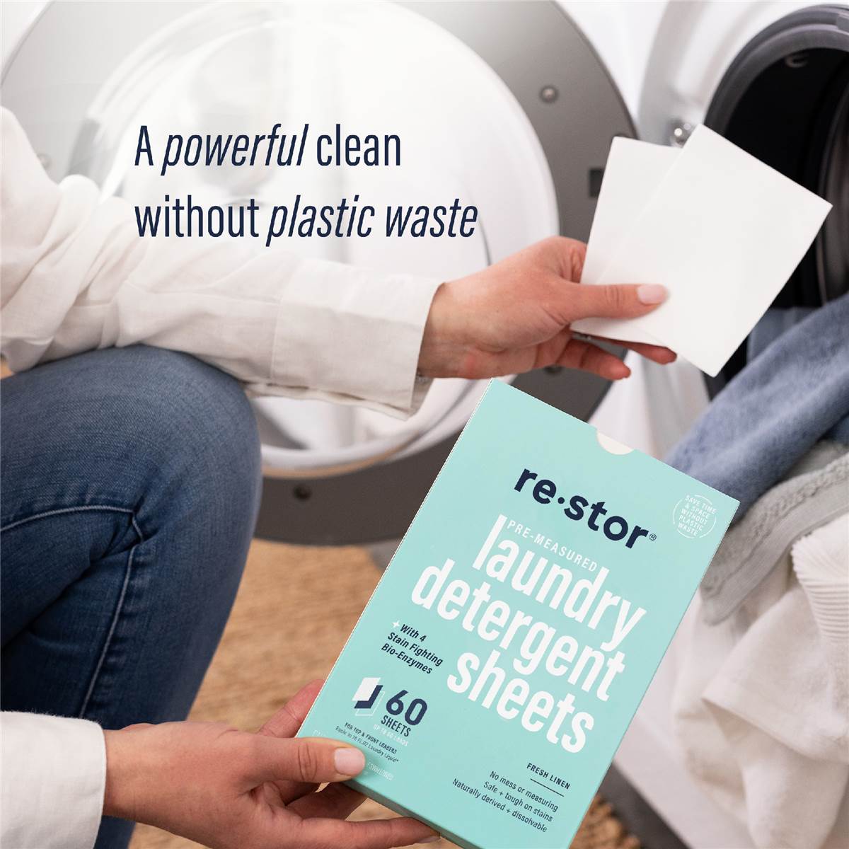 Restor Concentrated Laundry Detergent Sheets Fresh Linen 60 Pack