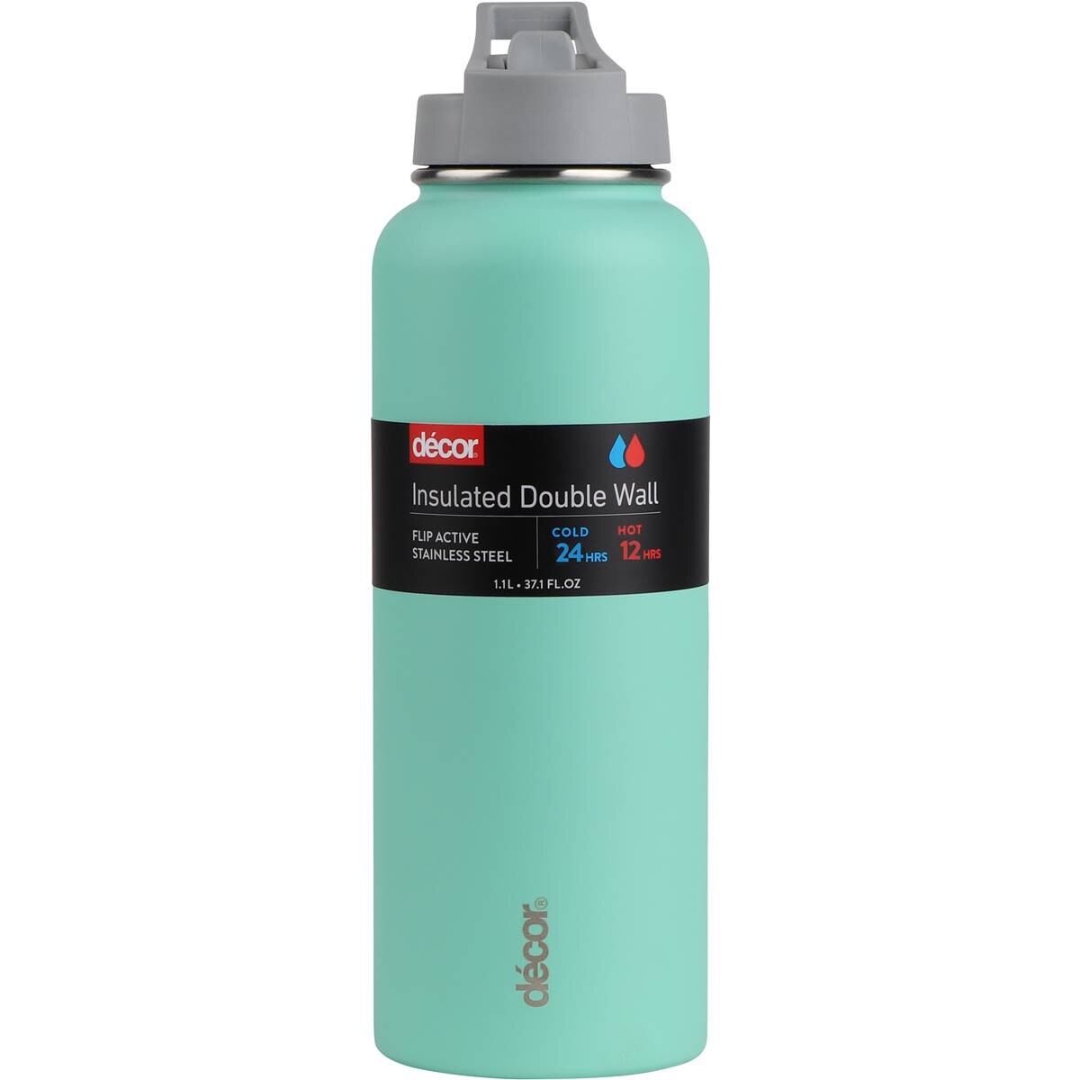 Decor Flip Active Double Wall Water Drink Bottle 1.1L Assorted each