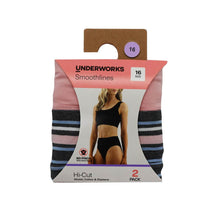 Underworks Women's Smooth Lines Hi Cut Size 16 Assorted 2 Pack
