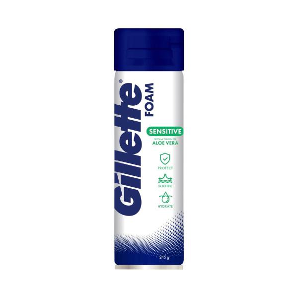 GILLETTE SENSITIVE SKIN SOOTHING ALOE VERA SHAVE FOAM 245G