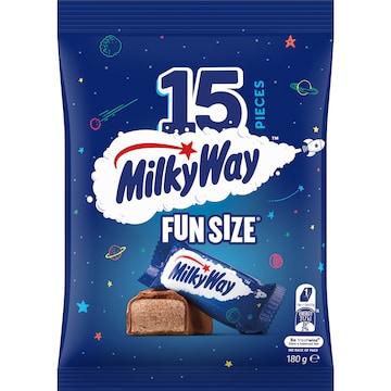 Milky Way Milk Chocolate Mini Bars Party Share Bag 15 Pieces 180g 15 pack