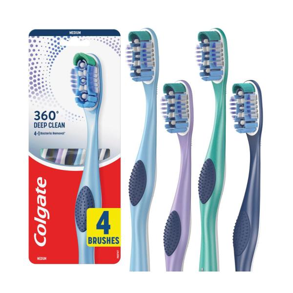 COLGATE 360 DEGREE TOOTHBRUSH MEDIUM 4 PACK