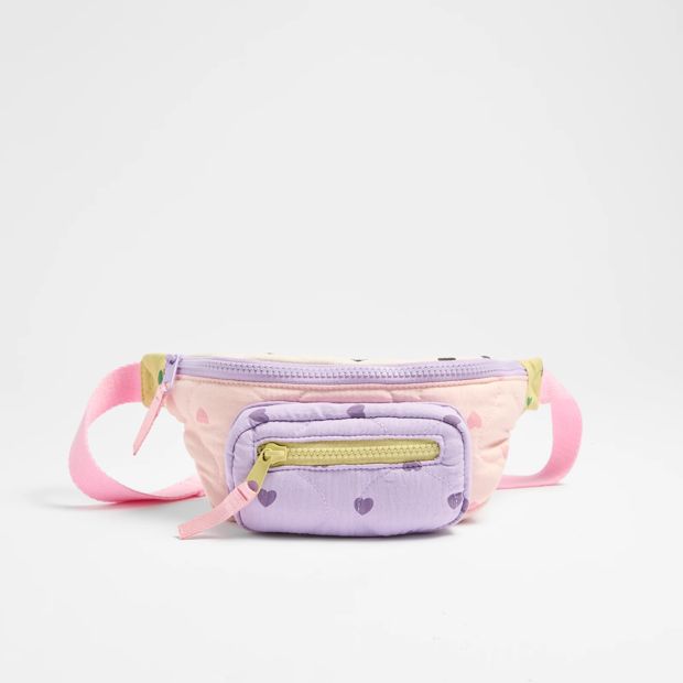 Kids Colour Block Quilted Heart Bumbag