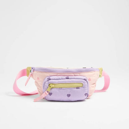 Kids Colour Block Quilted Heart Bumbag