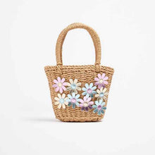 Kids Straw Flower Bag
