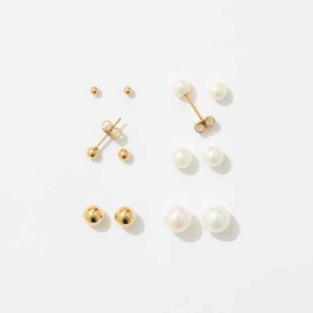 Waterproof 6 Pack Faux Pearl Bead Stud Earrings Set