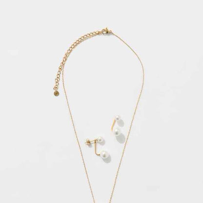 Waterproof 2 Pack Faux Pearl Bead Jewellery Set