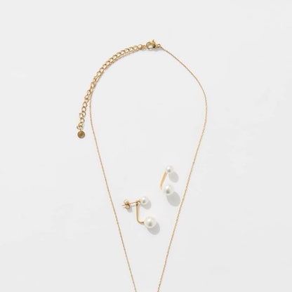 Waterproof 2 Pack Faux Pearl Bead Jewellery Set