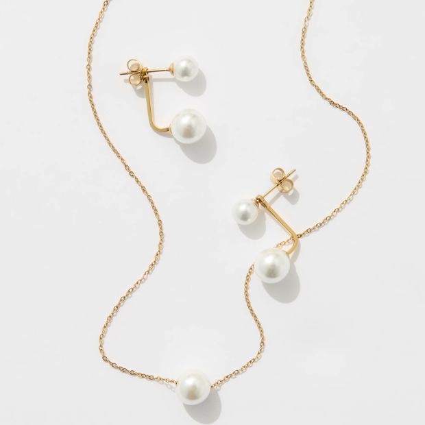 Waterproof 2 Pack Faux Pearl Bead Jewellery Set