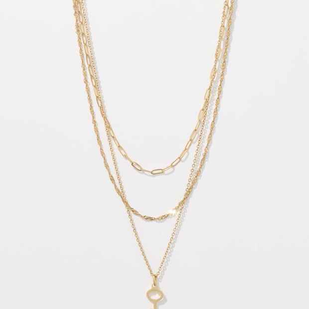Waterproof 3 Pack Key Charm Necklace Set