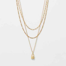 Waterproof 3 Pack Lock Charm Necklace Set