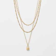 Waterproof 3 Pack Lock Charm Necklace Set