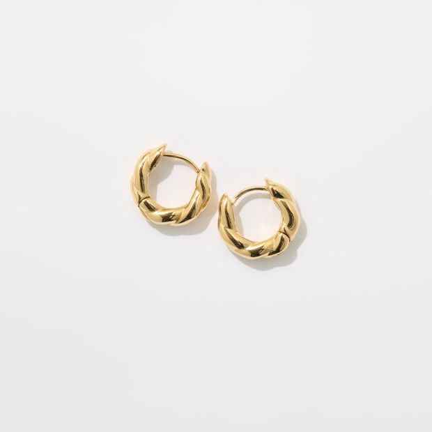 Waterproof Twisted Huggie Hoop Earrings