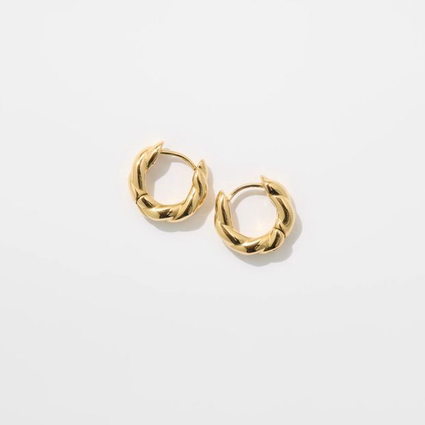 Waterproof Twisted Huggie Hoop Earrings