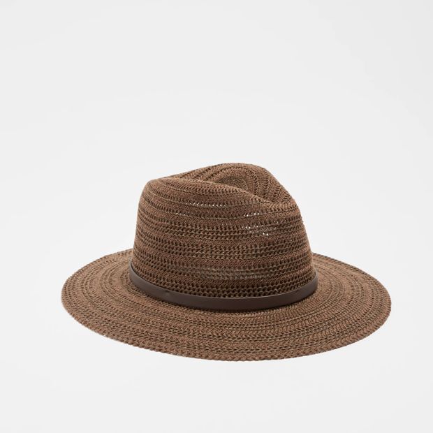 Womens Textured Knit Fedora Hat
