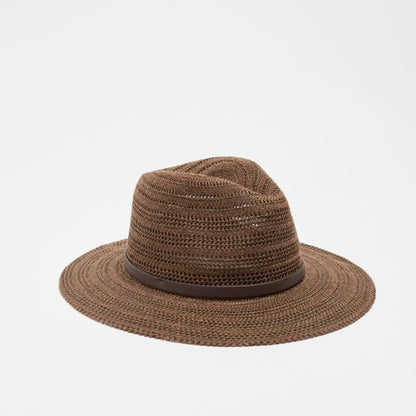 Womens Textured Knit Fedora Hat