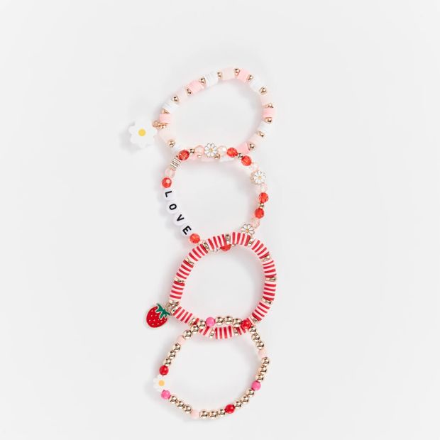 Kids Strawberry Charm Bracelet Set