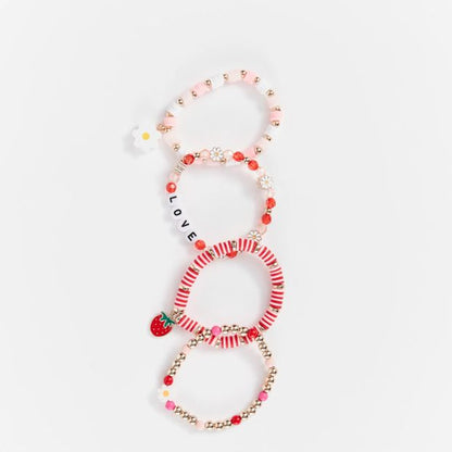 Kids Strawberry Charm Bracelet Set