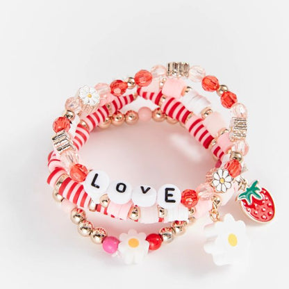 Kids Strawberry Charm Bracelet Set