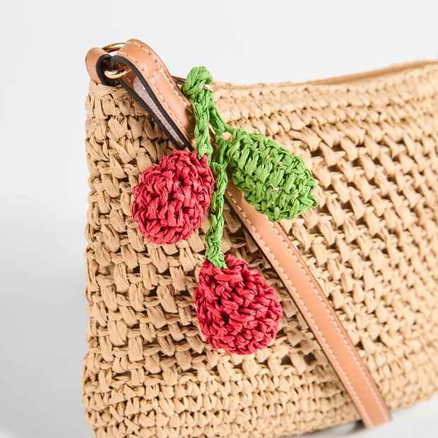 Kids Crochet Cherry Charm Crossbody Bag